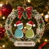 Durable Acrylic Holiday Pendant Best Friends Christmas Wreath Pendant, Hanging Ornament, Festive Atmosphere Party Decor Decorative Piece for