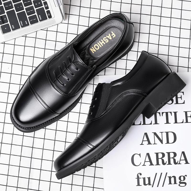 Three-joint lace-up leather shoes men's business casual low-top shoes British round head dress derby shoes three-joint leather shoes