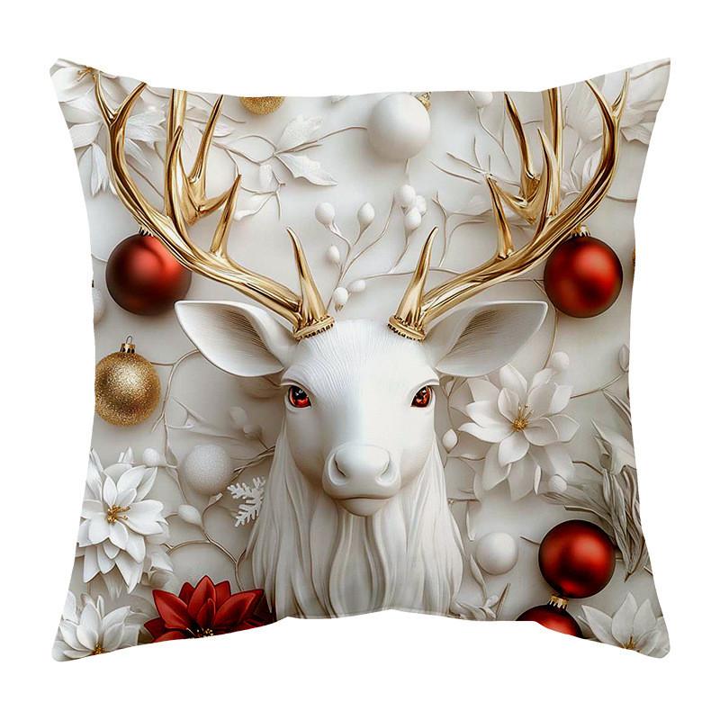 Santa Christmas Snowman Tree Deer Cartoon Pillow Cover Pillowcase For Decor Home