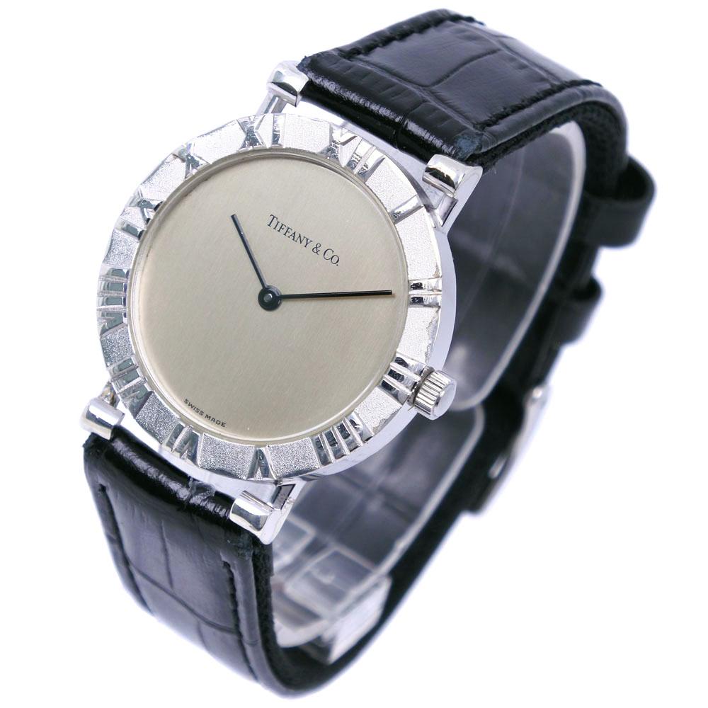 TIFFANY&Co. Hodinky Atlas M0640 Stříbrné/černé Stříbrný ciferník Stříbro 925/Nerezová ocel/kůže Quartzový Analogový displej pánské Použité