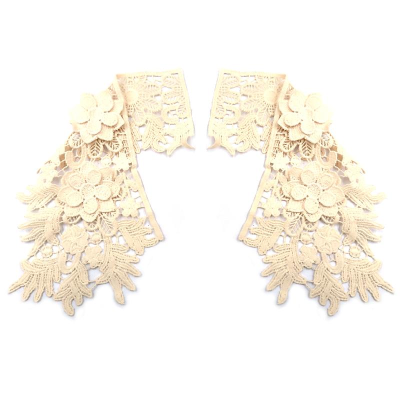 Water Soluble Lace Hollow Embroidery Shoulder Flower Doll Collar Lace Accessories Leaf Pattern Three-Dimensional Hollow Applique Fake Collar
