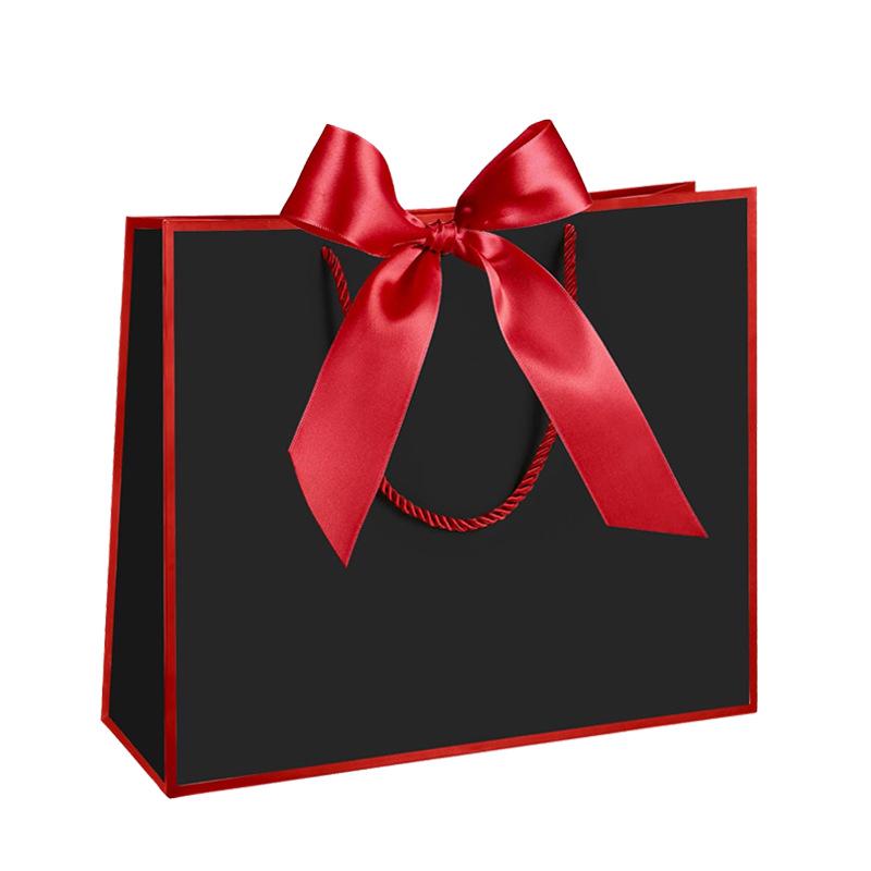 Bunte Band-Schleife Tragetasche - Quadratische Geschenktasche & Einkaufstasche mit individueller Logo-Option