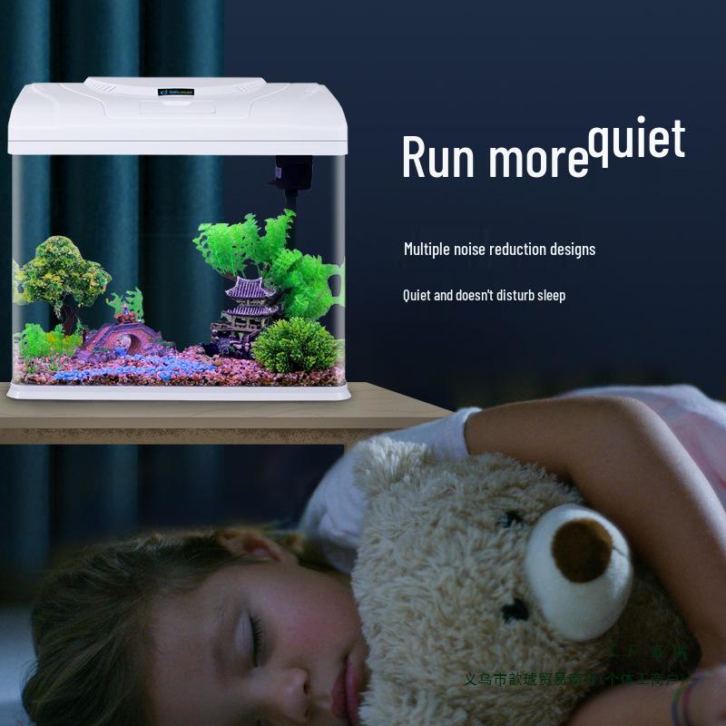 Acvariu dreptunghiular de birou 2024 - Ecologic, Schimb ușor de apă, Perfect pentru living și peștișori aurii mici