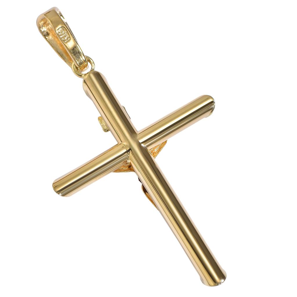 Speranza 18K Gold Christ Cross Pendant Top, Engraved, Medium