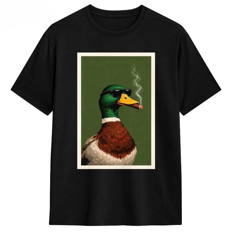 Mallard Duck With Sunglasses Smoking Funny Meme Tshirt Summer T Shirts For Unisex Trendy Cool Design Tshirt Short Sleeves