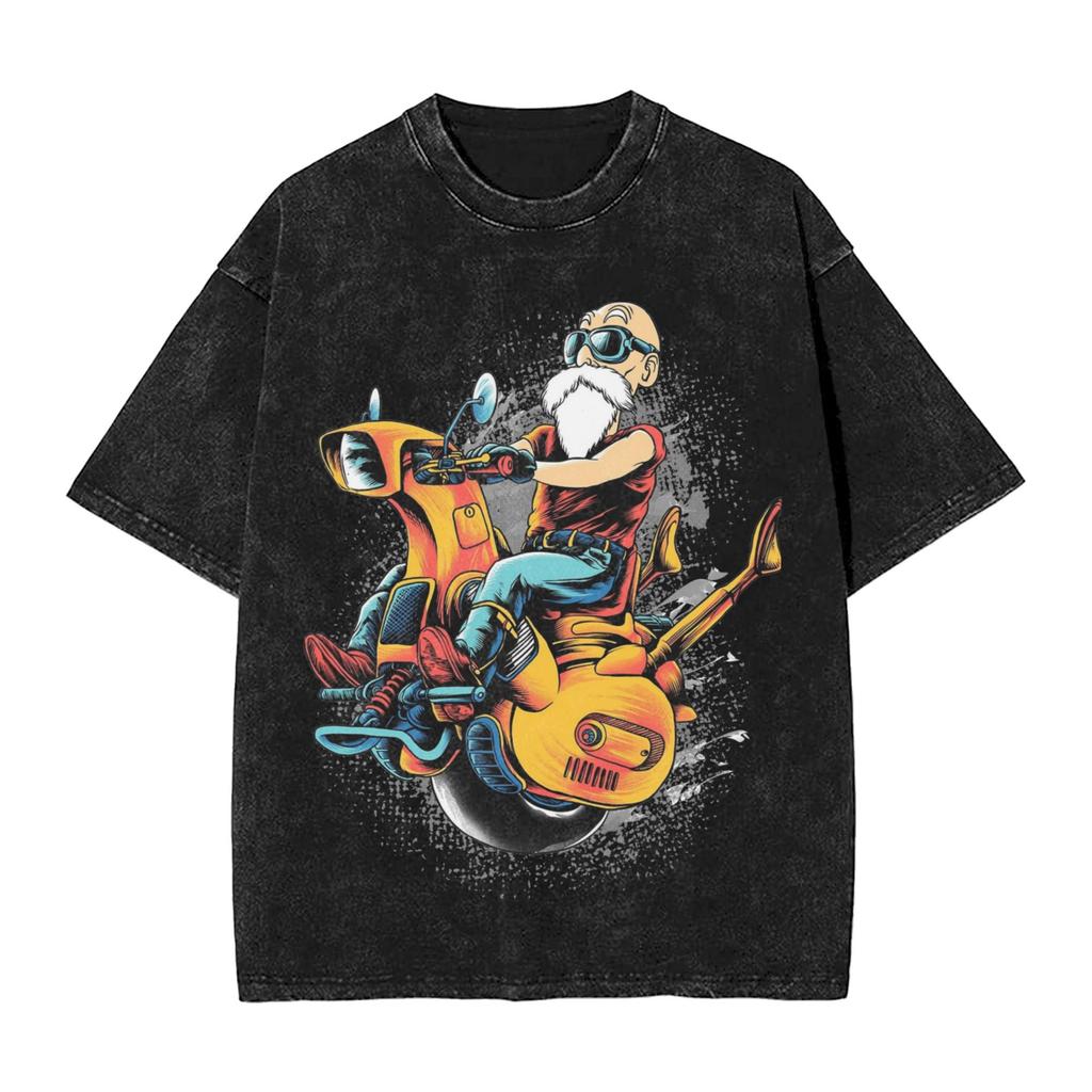 Master Roshi Dragon Ball Printed Tshirt Mens and Womens Washed Tshirt High Quality Vintage Cotton Tshirt Harajuku Tops