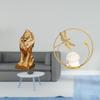 Majestic Lion Crystal Ball Sculpture Elegant Metal Figurine Tabletop Ornament Decorative Statue for