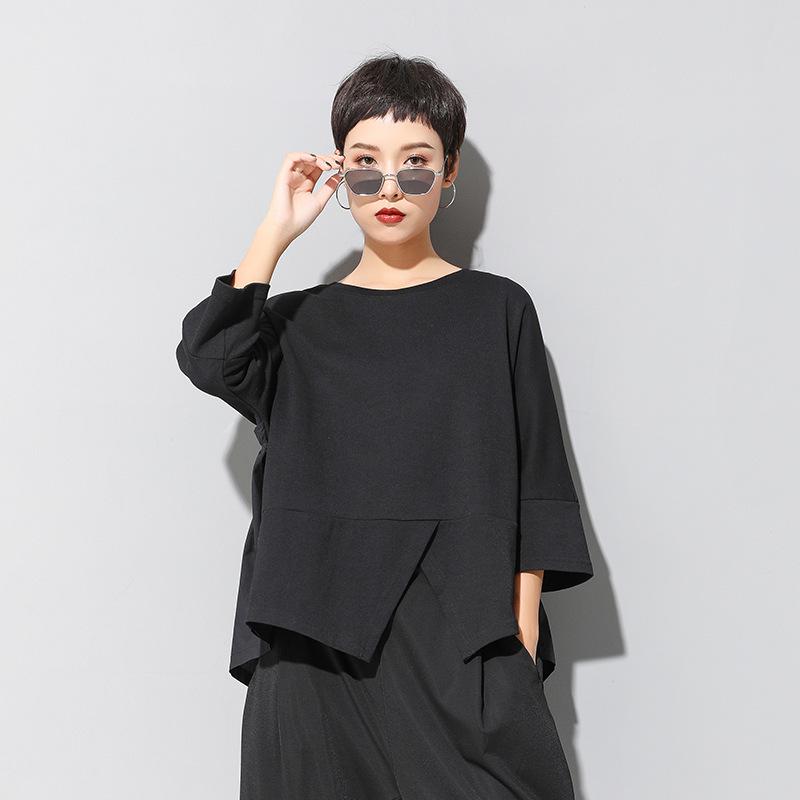 Women's Dark Ins European & American Patchwork Babydoll T-Shirt - Short Sleeve, Loose Fit, Trendy Casual Summer Top