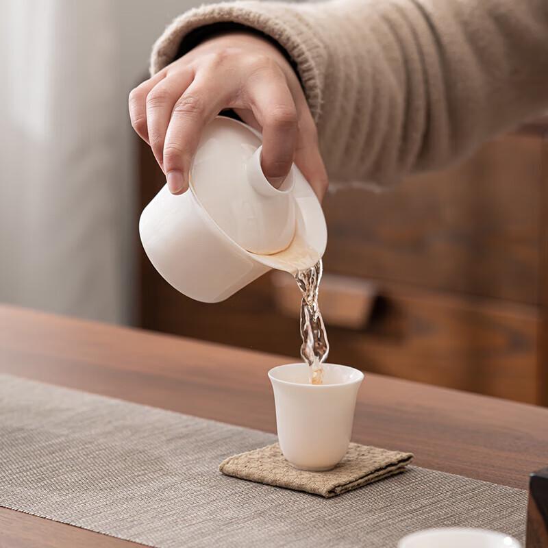 Yunyi Mutton-Fat Jade Porcelain Gaiwan Tea Set