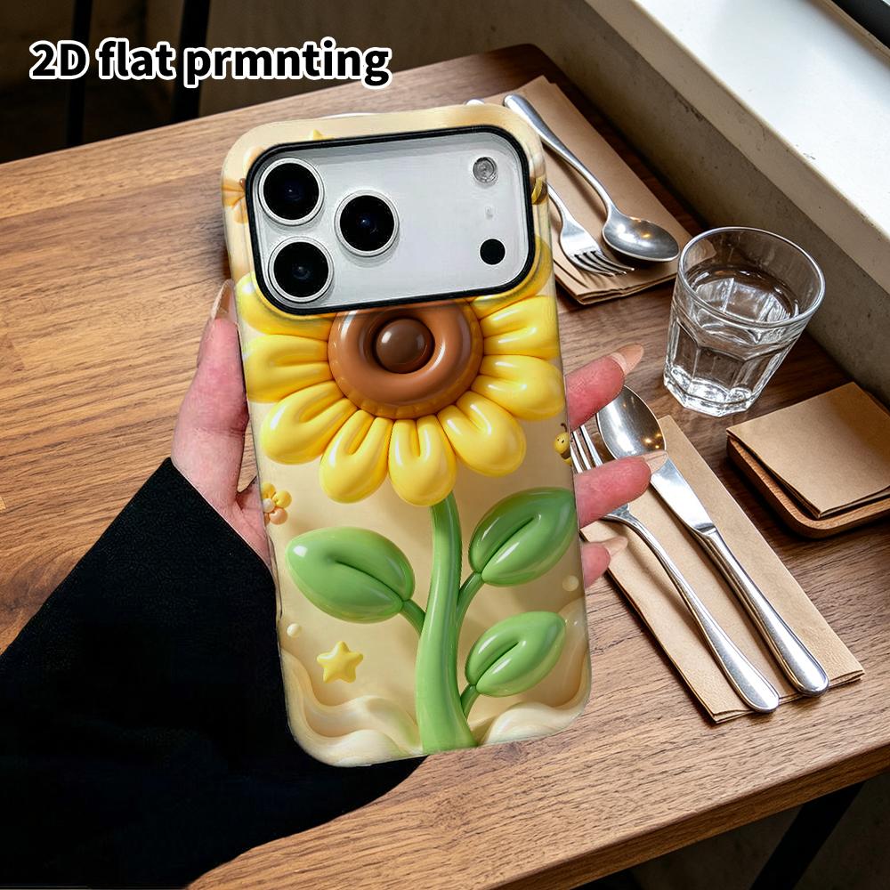 Phone Case: 2D Flat Design Suitable for iPhone 18 17 16 15 14 13 Pro Protective Case, Sunflower, Christmas and Halloween, Perfect Holiday Gift