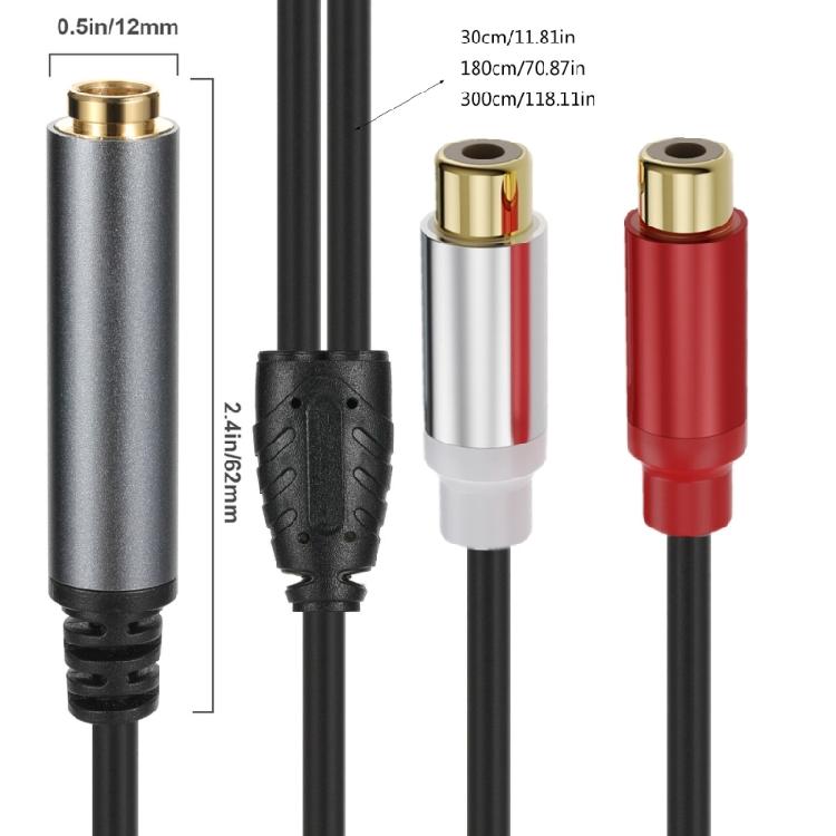 6.35mm to 2RCA Adapters Cord, 1/4Inch TRS Stereoed Female to 2RCA Female Y Splitters Line Extension Cable 30/180/300cm