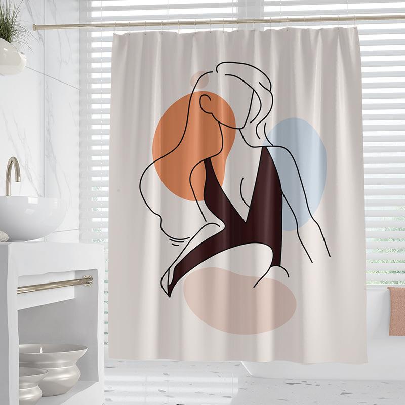 

Morandi plants and flowers washable Dirt-Resistant Shower Curtain Shower Head waterproof Polyester Bath Curtain For Home Decor 90x180CM