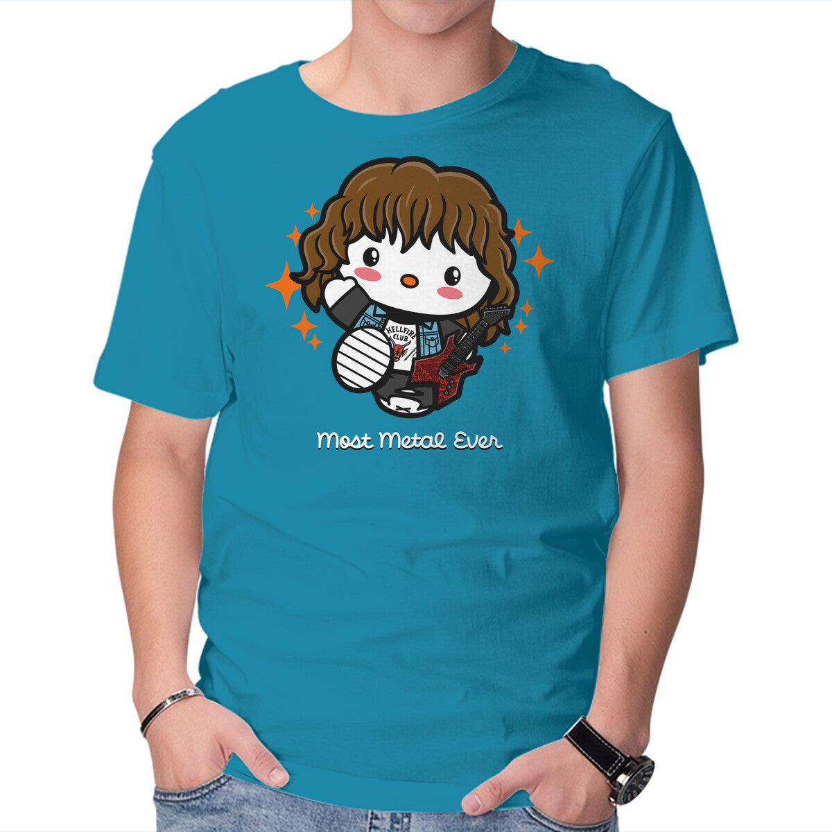 Unisex Crew Neck T-Shirt Most Metal Kitty Graphic Short Sleeve Casual Tee L