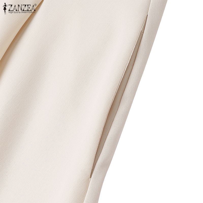 ZANZEA Women Turn Down Collar Long Sleeve Casual Spring Autumn Long Dress