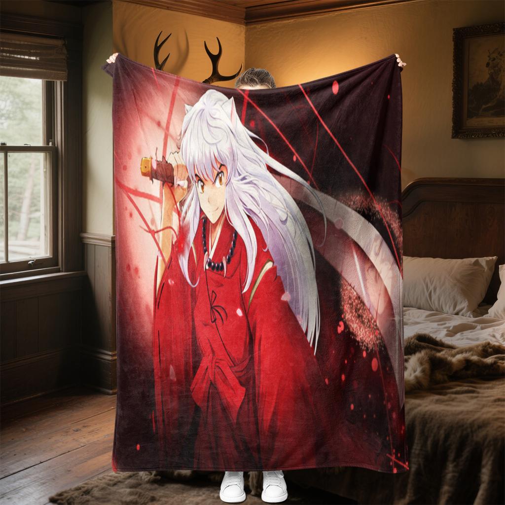 Inuyasha Plush Blanket Soft Comfortable All Seasons blanket Sofa Office Naps blanket Outdoor Travel throw Perfect Gift