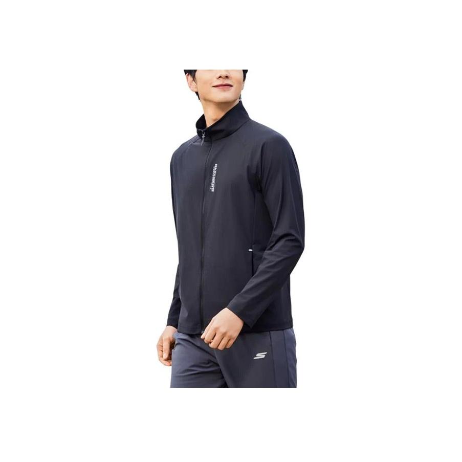 Skechers Godri Casual Sports Moisture-Wicking Quick-Dry Stand Collar Jacket Men jackets Carbon-Black P225M157-0018