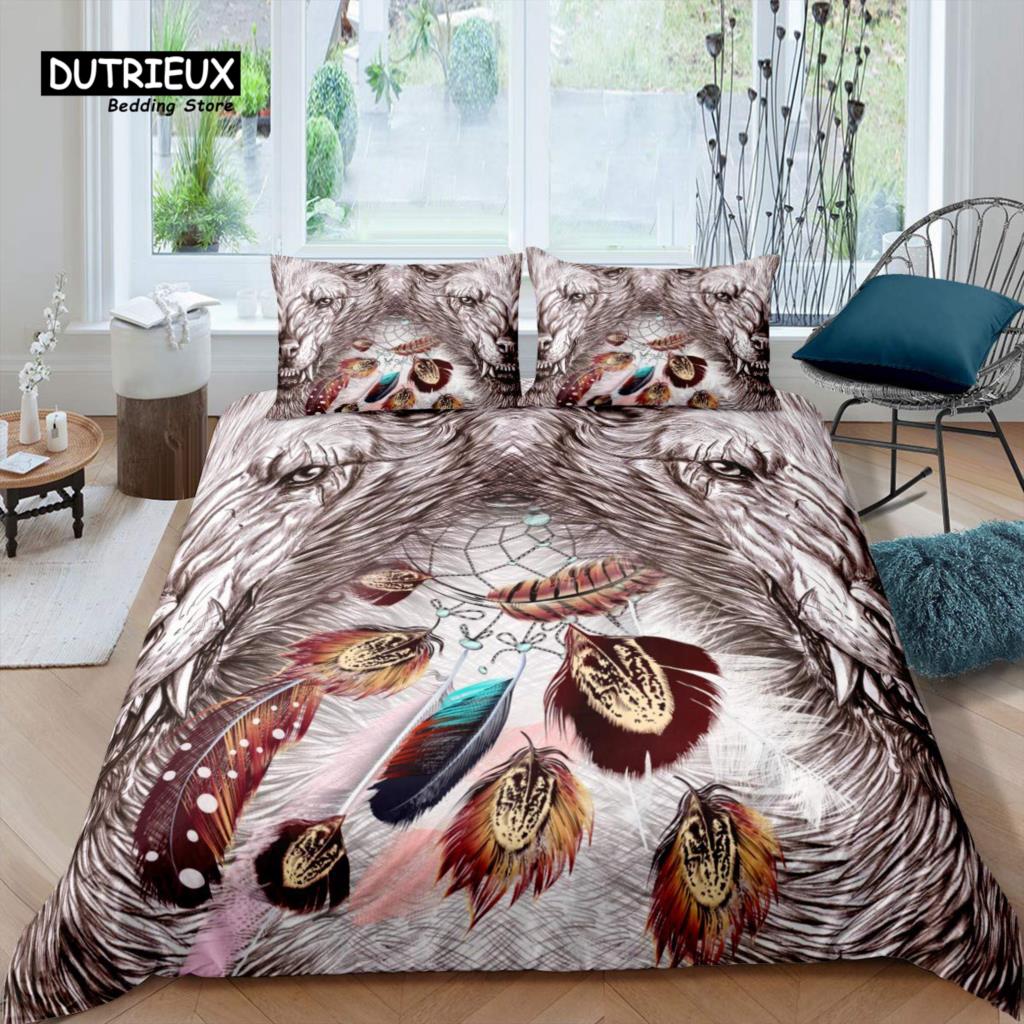 Dreamcatcher Duvet Cover Boho Dream Catcher Comforter Cover Microfiber Indian Native Tribal Elements Bedding Set King Queen Size