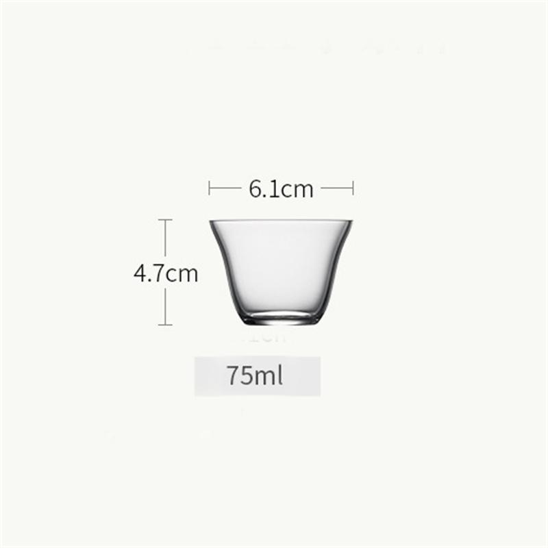 2Pcs/Lot Small Capacity 75ml Heat Resistant Kung Fu Glass Tea Cup Tea Set Teacup Japanese Style Tasting Clear White Wine Cup