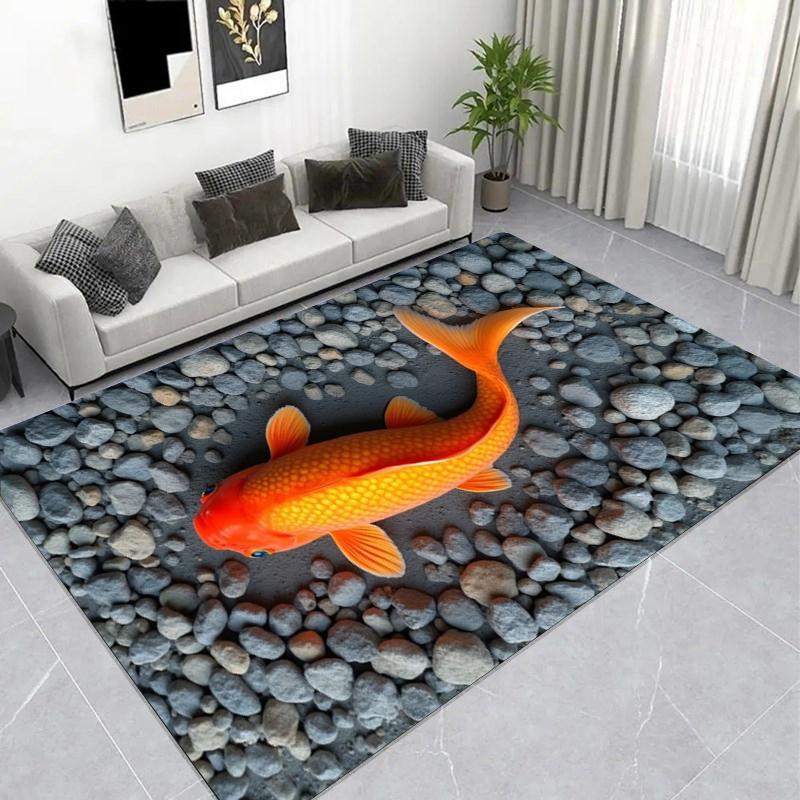 Yin Yang Koi Fish Carpet, Lucky Feng Shui Area Rug, Non-slip Floor Mat for Living Room