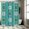 Blau Grün Blumenmuster Duschvorhang Wasserdichter Badezimmerteppich Dekoration für Badezimmer 180x243cm Blau Gelb Floral Dekorativer Sho