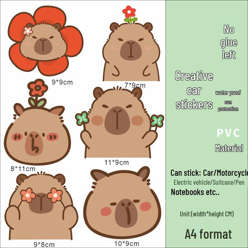 Capybara Electric Bike Waterproof Sticker: Little Cow Helmet & Center Box Deco