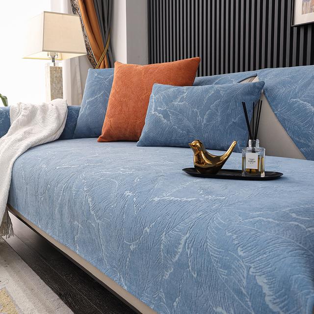 Chenille Sofabezug für Wohnzimmer Rutschfest L-förmiger Sofaüberwurf Vier Jahreszeiten Universelles Couchtuch Waschbare Sofamatte