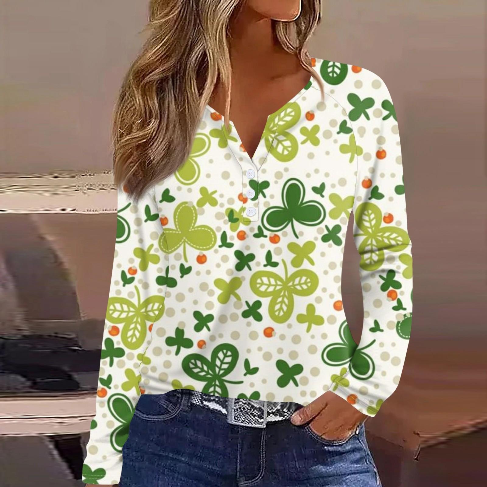 

Женская модная повседневная футболка с V-образным вырезом и длинным рукавом на пуговицах XL белый