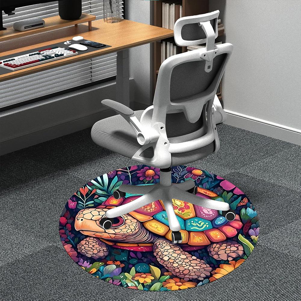 1pc Turtle Garden Office Round Area Rug, Indoor Mat Suitable ForOffice, Under Office Chairs Bedroom Living Room Home Decor, Room Deco  D078