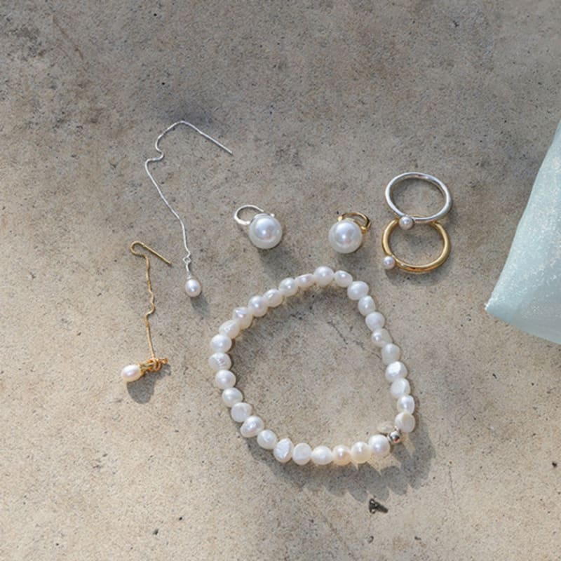 modernlike 14k gold-filled silver round pearl ball ring