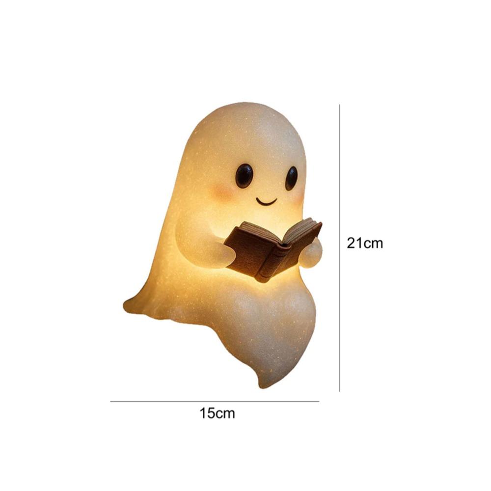 Halloween Cute Ghost Reading Lamp Resin LED Night Light Spooky Desk Light Ornaments For Bedroom Decor Halloween Party Gifts