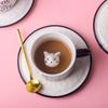 Ceramic Coffee Mug Set with Saucer Mini Cute Cat Couple Cup Creative Trendy Design