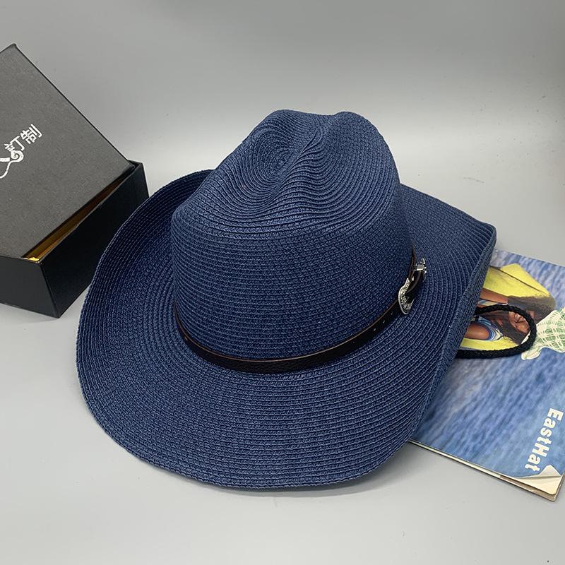Spring And Summer Men'S Sunscreen Cowboy Hats, Holiday Style Straw Hats, Foldable Straw Hats For Children