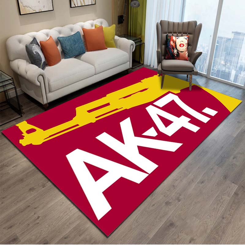 15 Größen 3D Gewehr Pistole Revolver Waffe Bereichsteppich, Teppich für Wohnzimmer Schlafzimmer, Küchenfußmatte Badezimmer Rutschfeste Bodenmatte