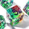 Resin Dice Set Luminous Sand, Dragon and Dungeon Polyhedral Dice, Punk Style Role-Play RPG Explorer MTG Pioneer Game DND Dice Set