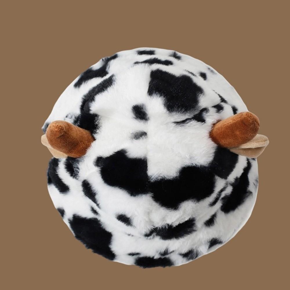Thicken Plush Fisherman Hat Faux Fur Winter Plush Hat Casual Cow Horn Bucket Hat Girl