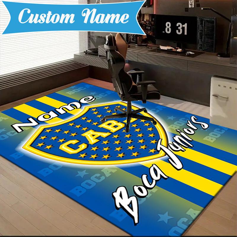 Custom Name Juniors Crest Rug Game Carpet, Floor Mat for Bedroom Living Room Entryway Rug, Home Decor Idea Gift for Christmas Birthday
