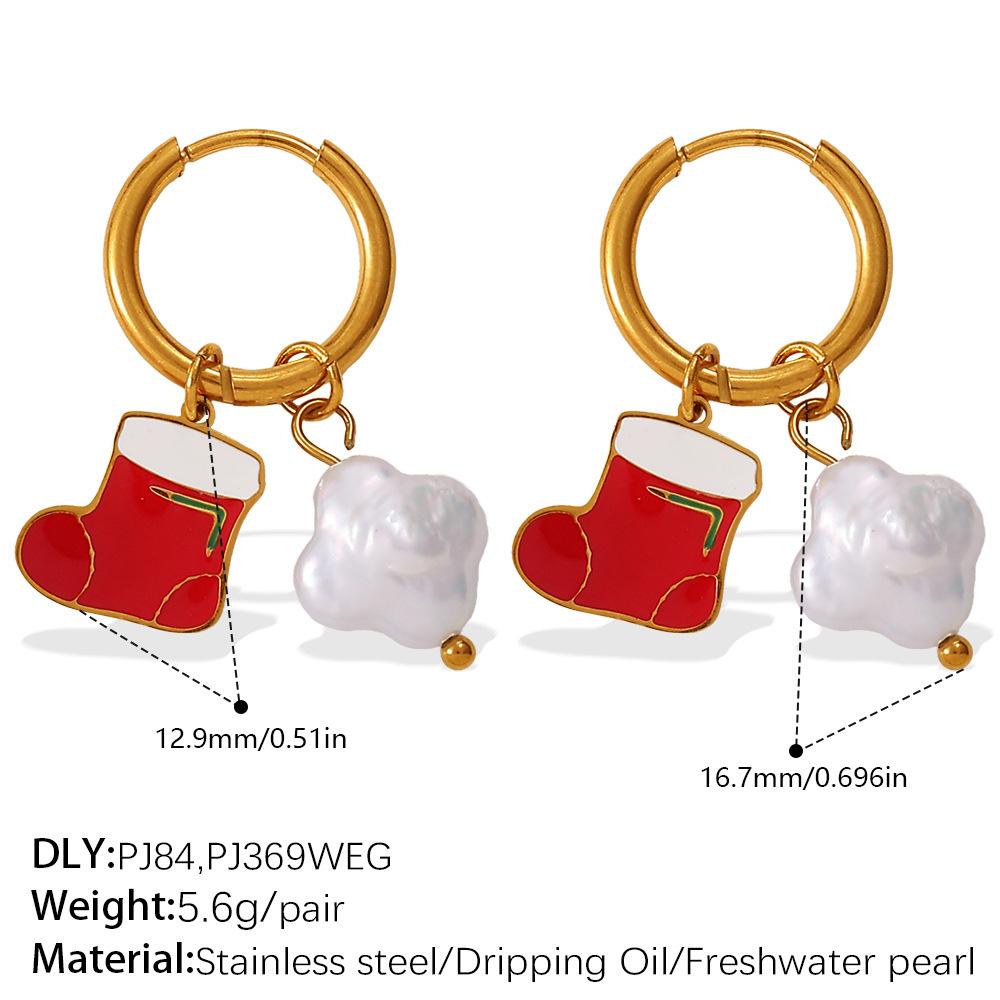 Christmas Wind DIY Pendant Earrings Stainless Steel Gold-plated Fun Pendant Combination Earrings Jewelry Women