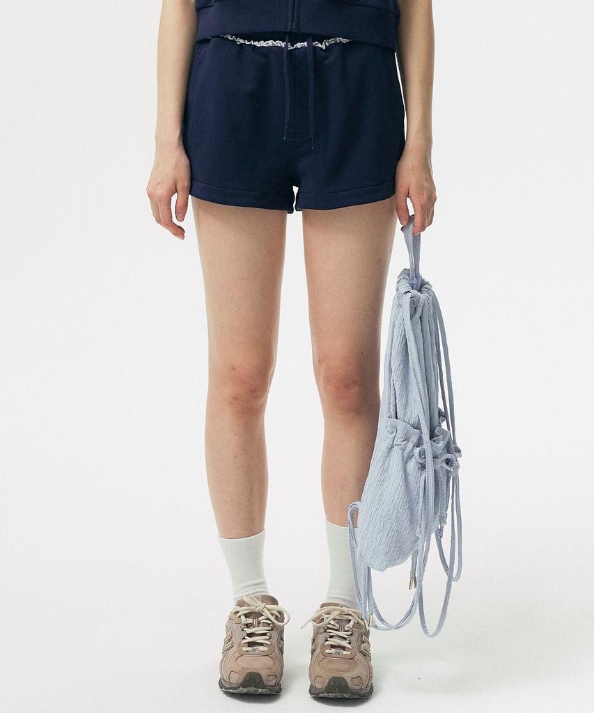 FALLETT Lace Point Sweat Shorts Navy