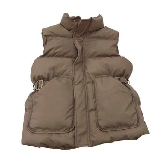 

Женский пуховый жилет Повседневный без рукавов с капюшоном на молнии Куртка Стеганое пальто со стойкой и карманами Зимняя теплая верхняя одежда M кофейный