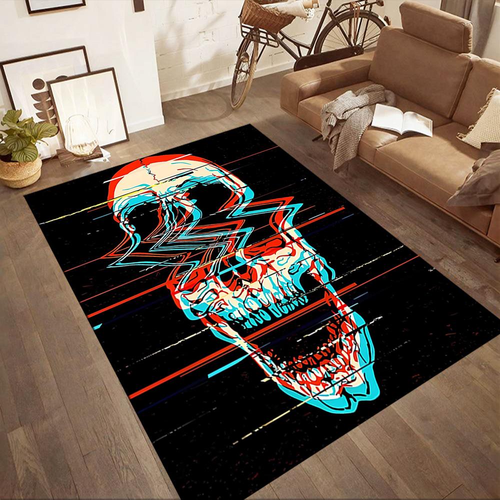 Dark Gothic Skull Art Floor Mats for Living Room, Bedroom and Room Decoration Are Suitable for Gifts.