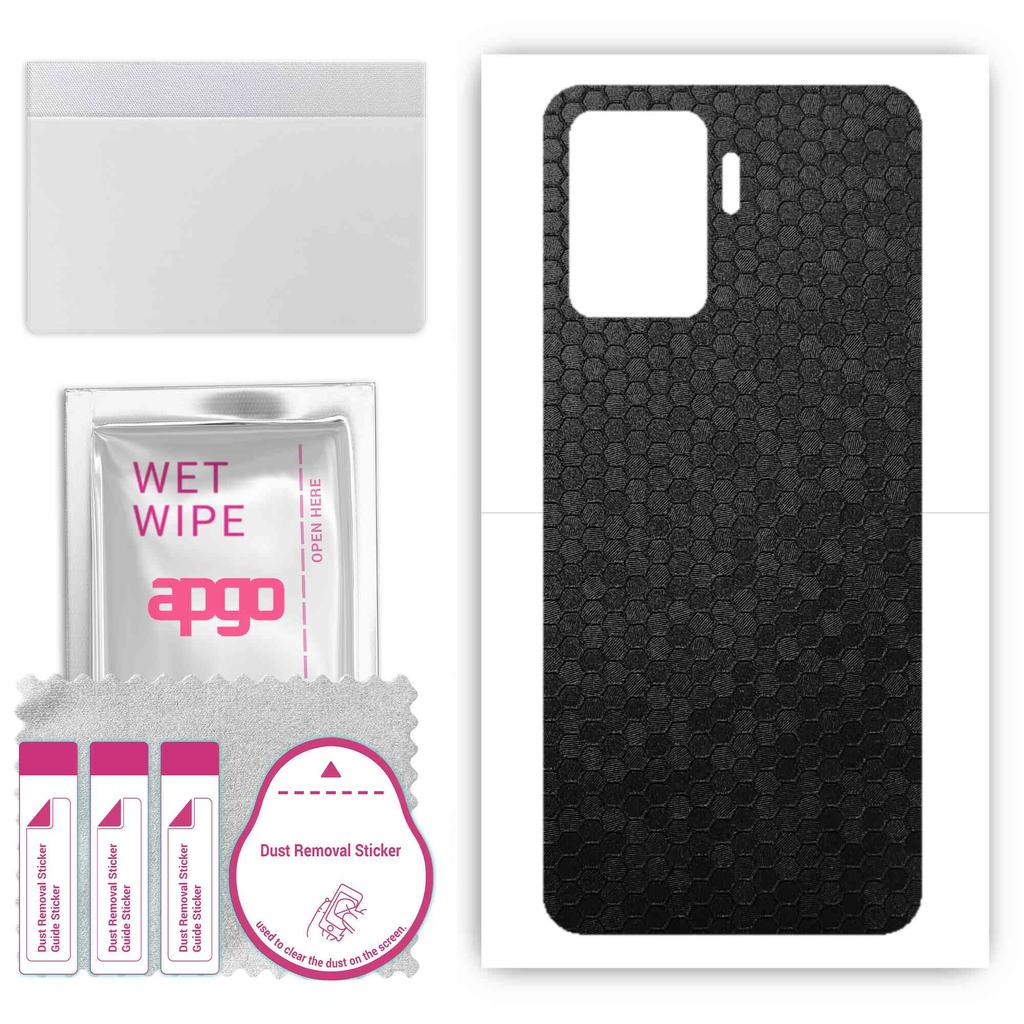 apgo Ochranná samolepka na zadní stranu kompatibilní s Oppo Reno 5 Lite, Obalová fólie, Fólie, Vinyl - Vzor Černá plástev