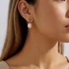 Dainty Stainless Steel Ball Stud Pearl Dangle Earrings for Women Vintage Luminous Warm Glow Clean Fit Aesthetic Jewelry Gifts