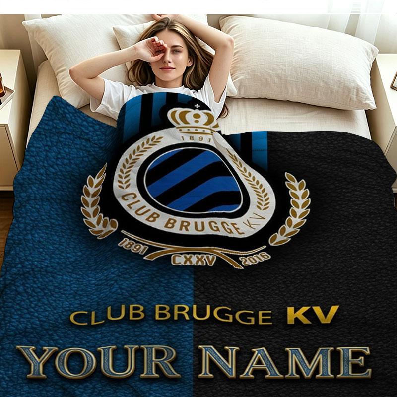 1PC Club Brugge KV Custom Name Patterned Flannel Blanket Suitable For All Seasons for Home Decor Warmth and Comfort Gifts Holiday Present