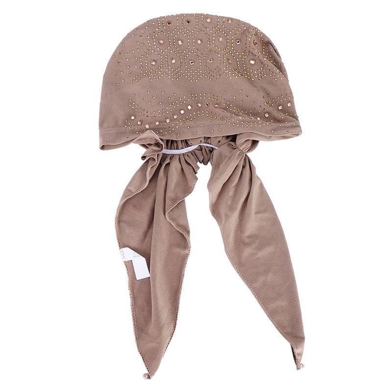 1Pc Chemo Cap Women's Muslim Headwrap Cover Hijab Headscarf Polyester Fiber Hair Loss Hat Turban
