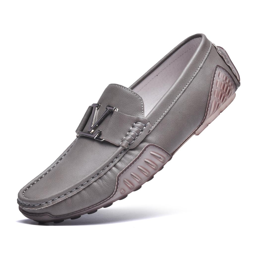 Live Leather Velvet Doudou Shoes Trendy Casual Leather Shoes Cowhide One-pedal Driving Trendy Shoes Large Size Men's Shoes