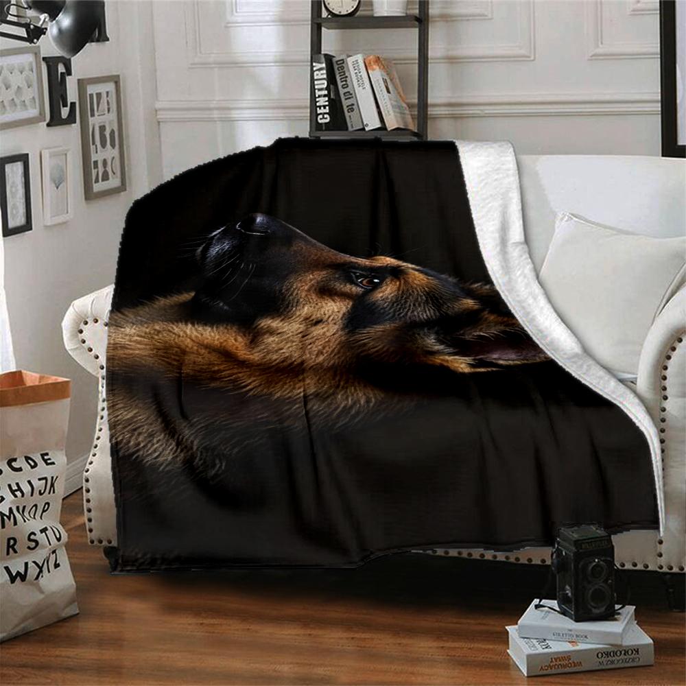 1Pc German Shepherd Profile Blanket Soft And Comfortable Casual Warm Camping Travel Christmas Halloween Xmas Gift M92856