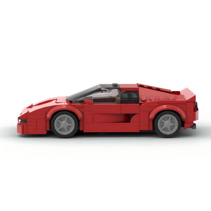 MOC Building Blocks Red Racing Car Model 8-Grid Vehicle DIY Assembly Bricks Educational Toy For Boys
