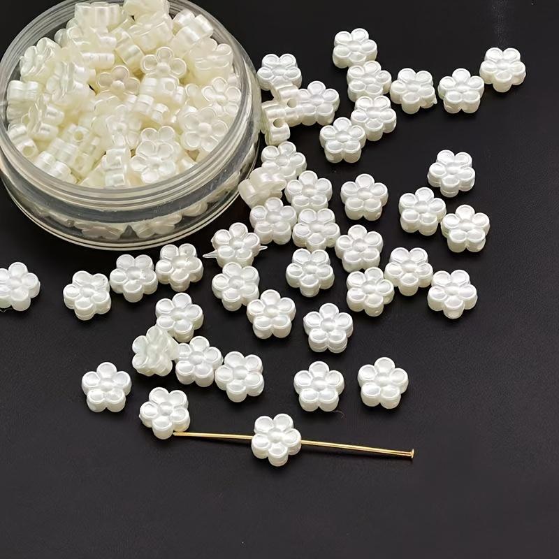 100Pcs 9Mm White Small Flower Beads Jewelry Making Diy Handmade Necklace Bracelet Key Chain Accessories