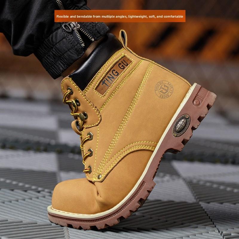 High Quality Safety Shoes Steel Toe Men's Boots Anti-smash Anti-puncture Work Boots Wear-resistant Slip-Resistant Winter Boots