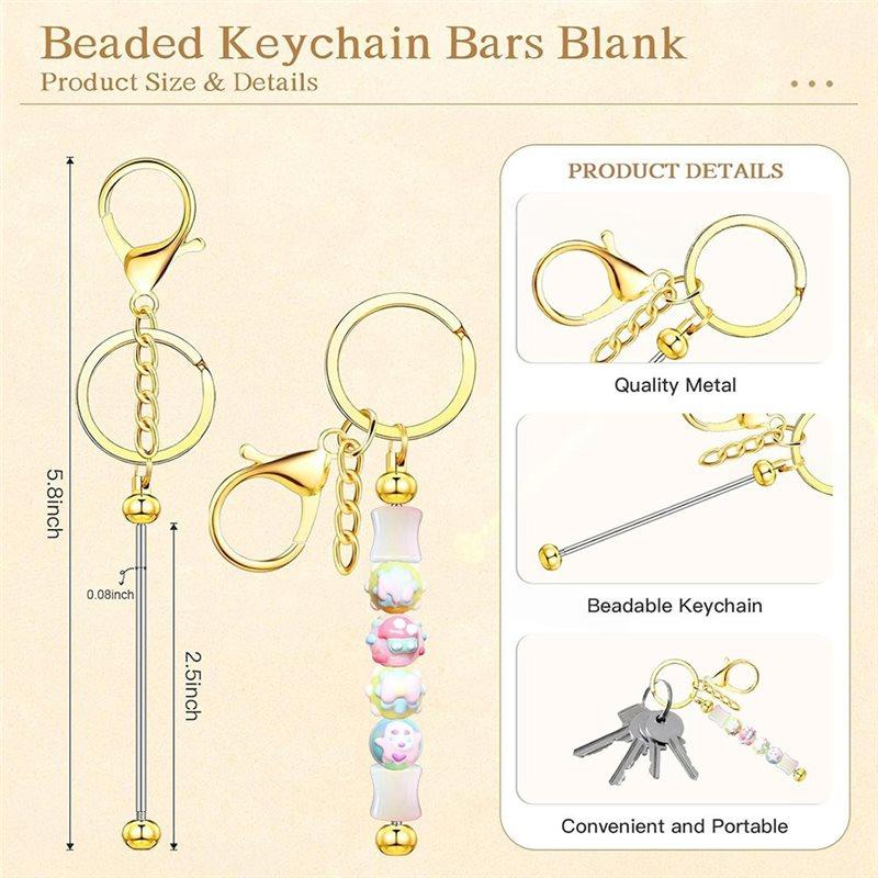 Premium-Beadable Keychain Making Kit- 24 PCS For DIY Jewelry Crafting For Women And Men Custom